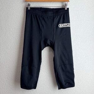 Men’s Battle Football Tights Sports Jock Spandex Compression Pants Black Large